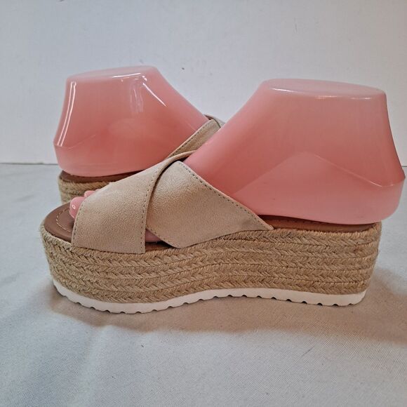 Bonnibel Platform Espadrilles Women’s Size 5.5 Tan Crisscross Slides Sandals - Picture 5 of 10
